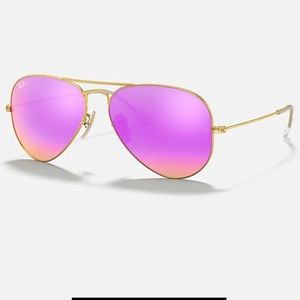 Ray Ban Aviator Flash Lenses in pink & gold